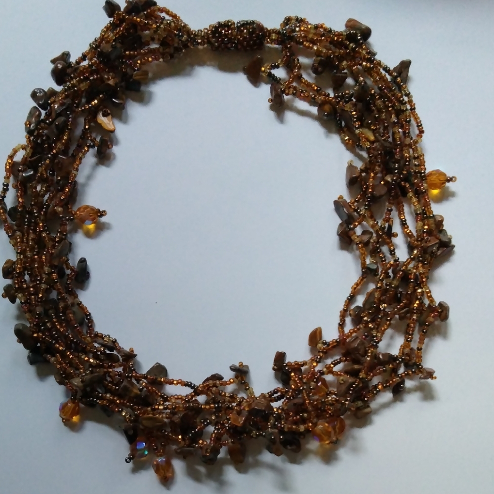 Elegant Brown Beaded Necklace